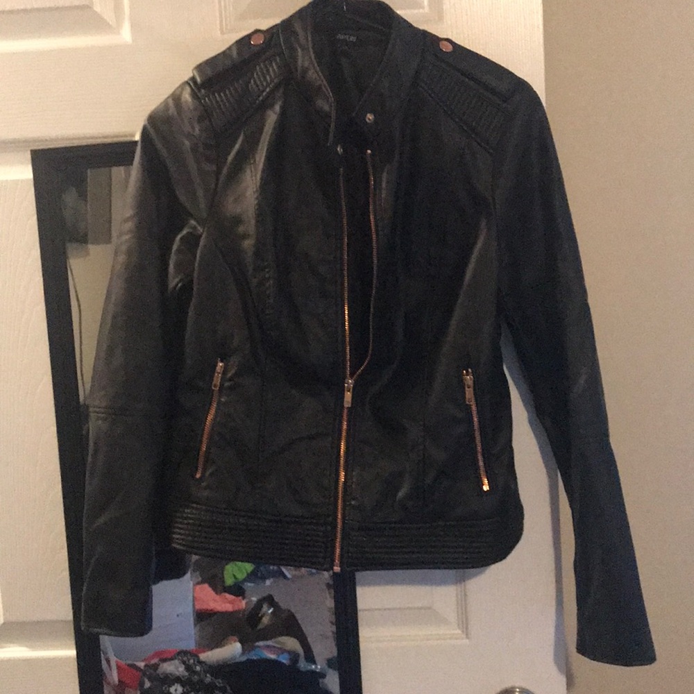 Faux leather moto jacket